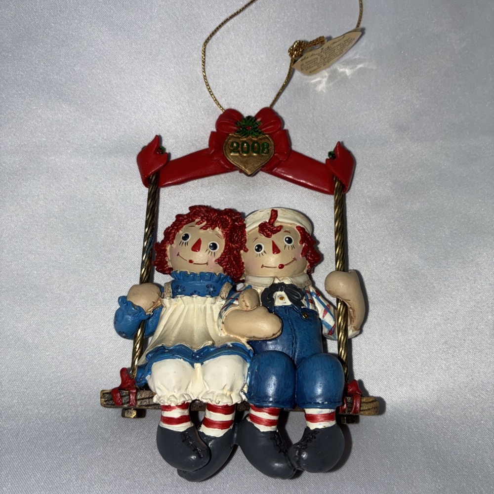 Danbury Mint 2008 Raggedy Ann & Andy On A Swing Ornament 1st In Series